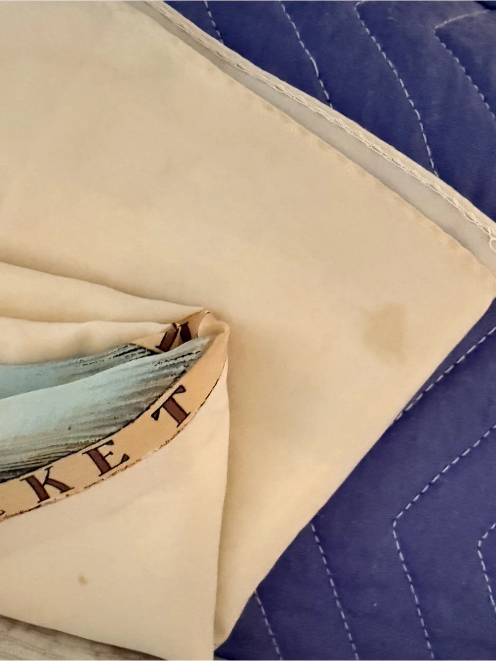Ralph Lauren Rare 100 % Silk Cream and Blue Cricket Match Lg Scarf- approx 34”